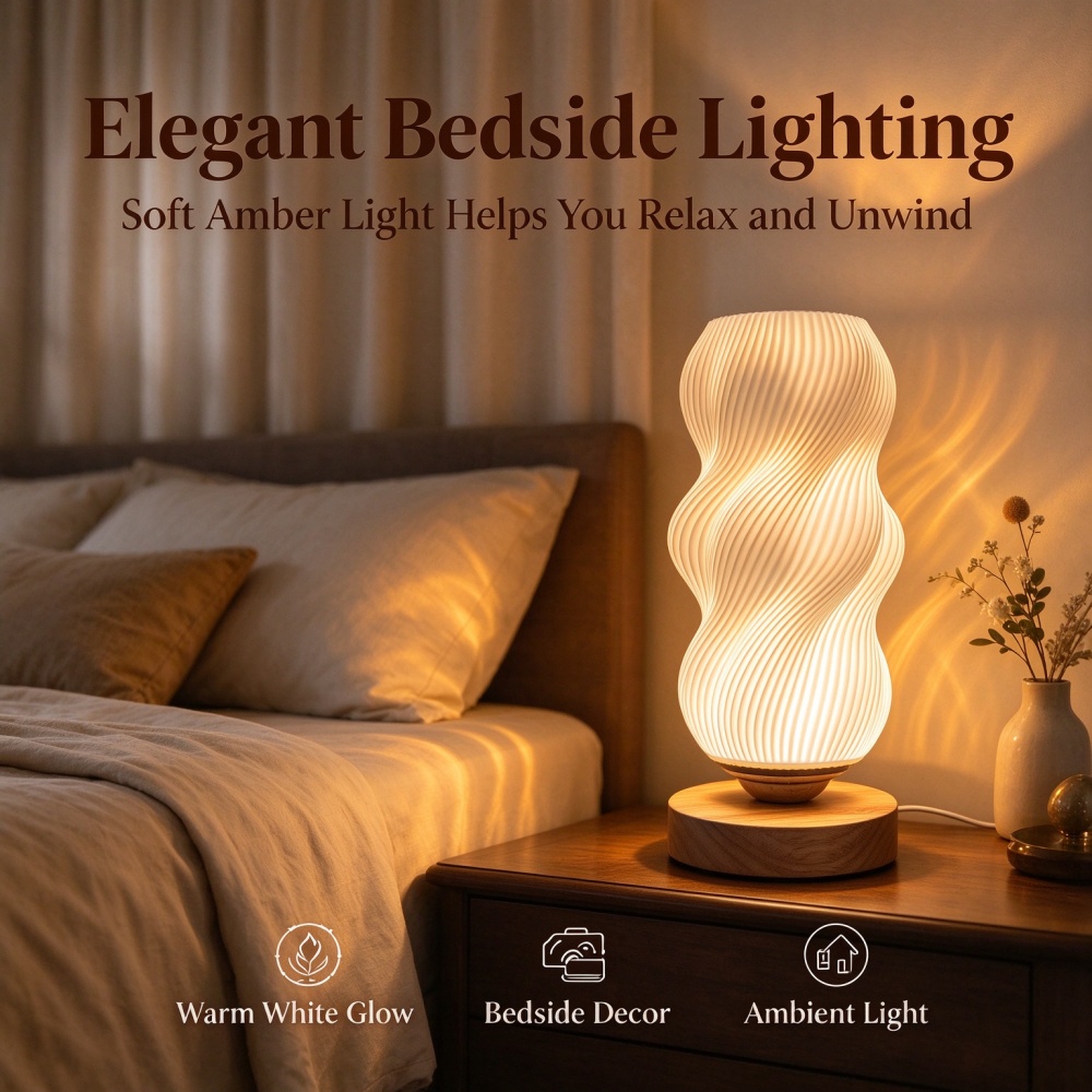 3D 프린팅으로 제작된 물결 무늬 야간 조명, 3가지  - Decor Lighting Lamps 리뷰 및 가격