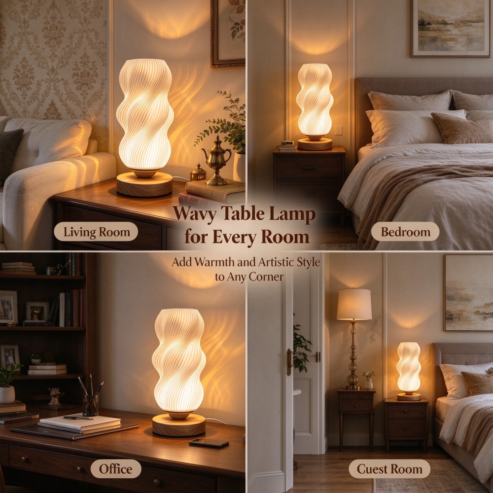 3D 프린팅으로 제작된 물결 무늬 야간 조명, 3가지  - Decor Lighting Lamps 리뷰 및 가격