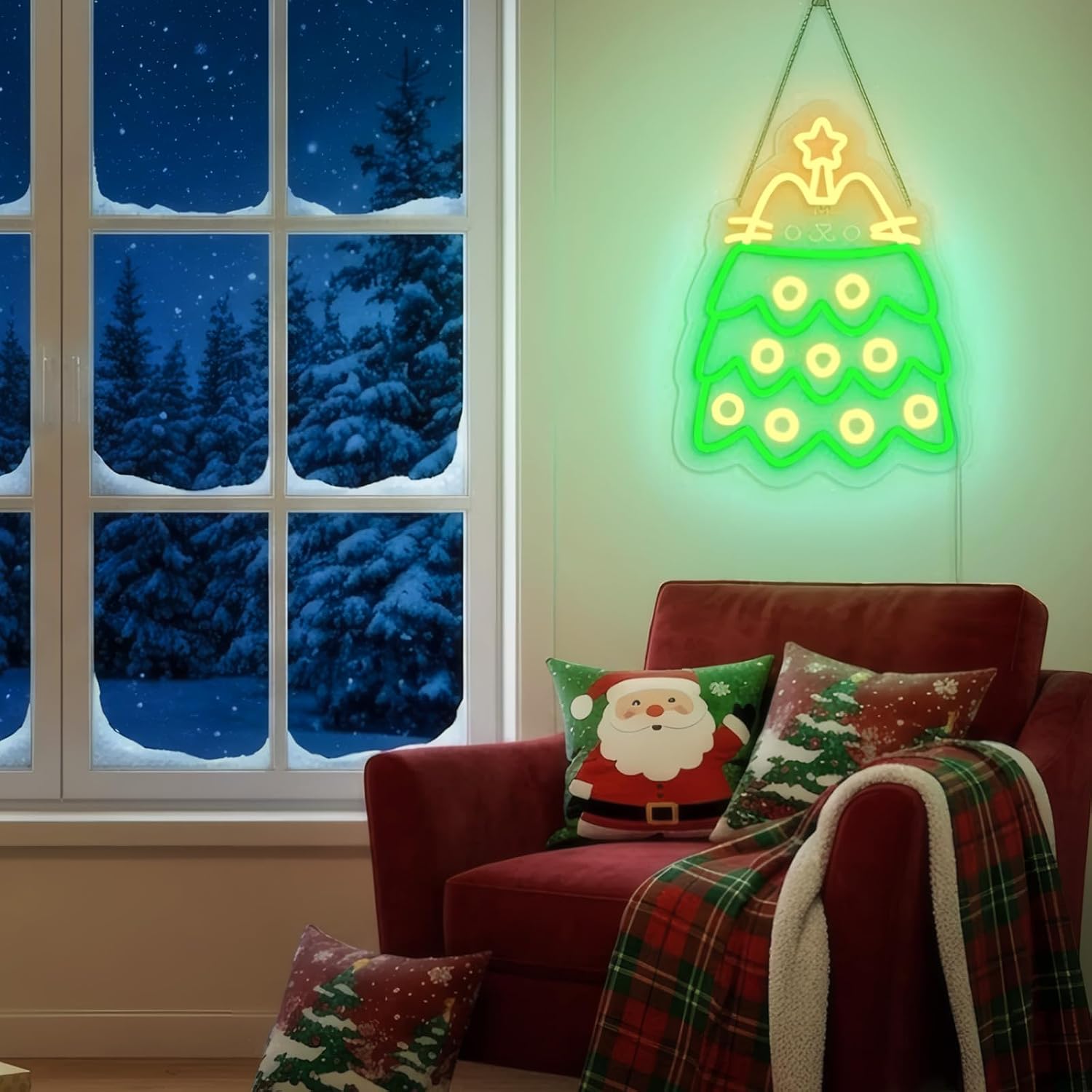 크리스마스 트리 LED 네온 간판, USB 전원 방식, - Lighting Christmas Decor 리뷰 및 가격
